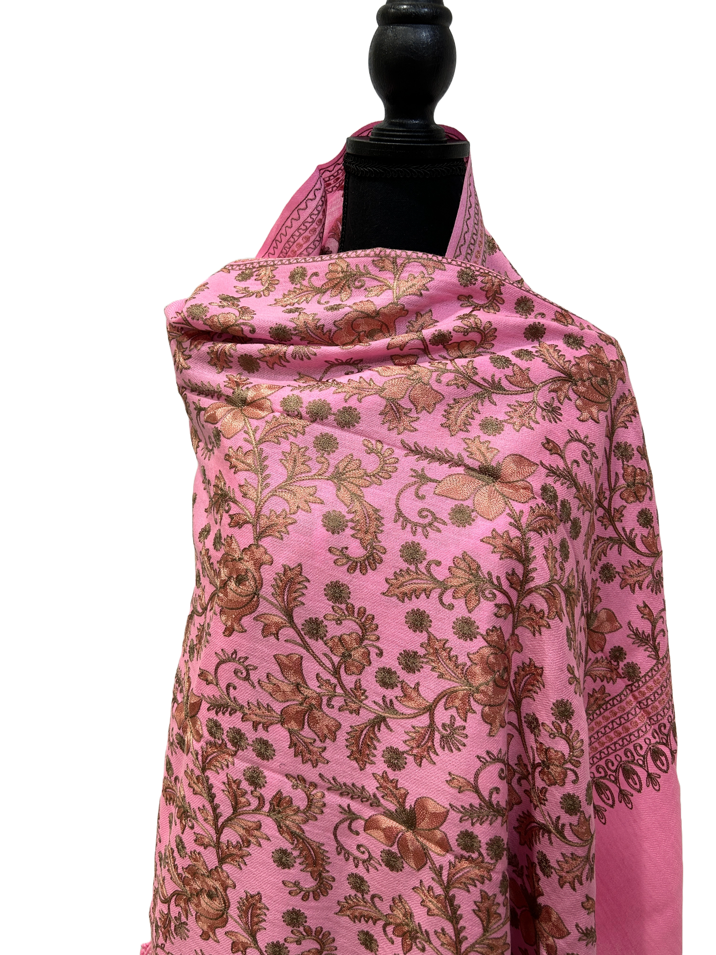 Pink/Copper Pure Wool - Embroidered