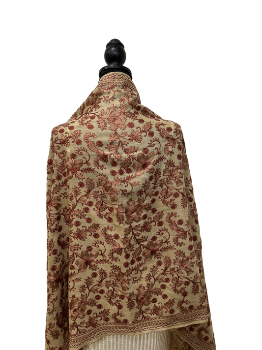 Light Brown and Burgundy Shawl