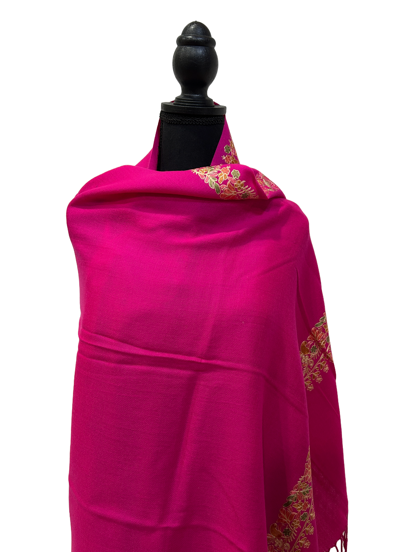 Pink/Red/Yellow Pashmina - Embroidered