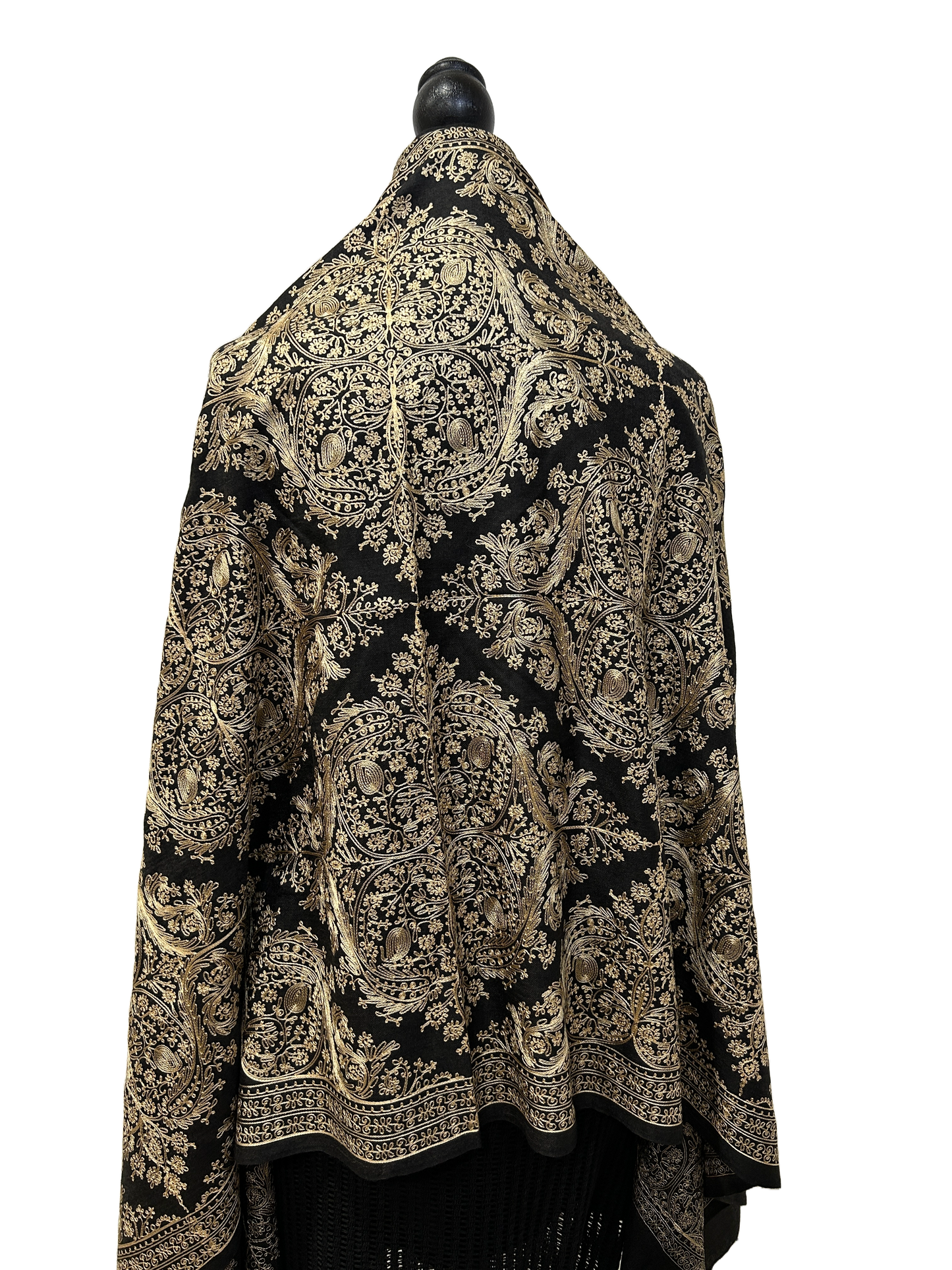 Black/Gold Pashmina - Embroidered