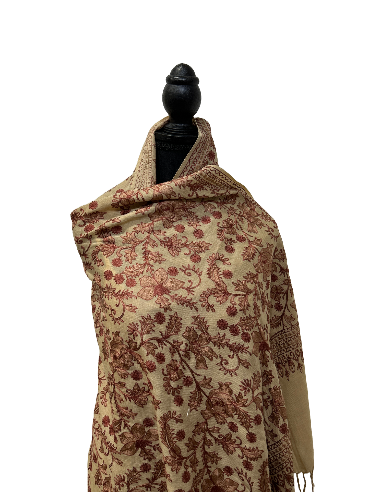 Light Brown and Burgundy Shawl