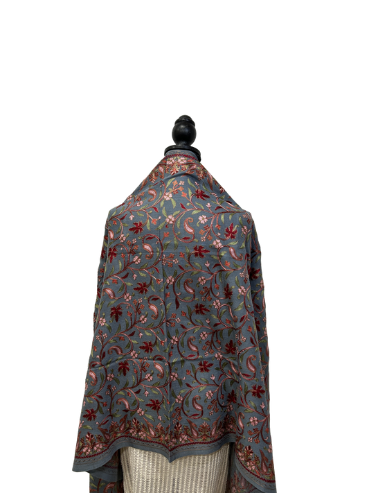 Blue/Copper Pure Wool - Embroidered