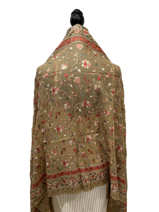 Tan/Copper Pure Wool - Embroidered