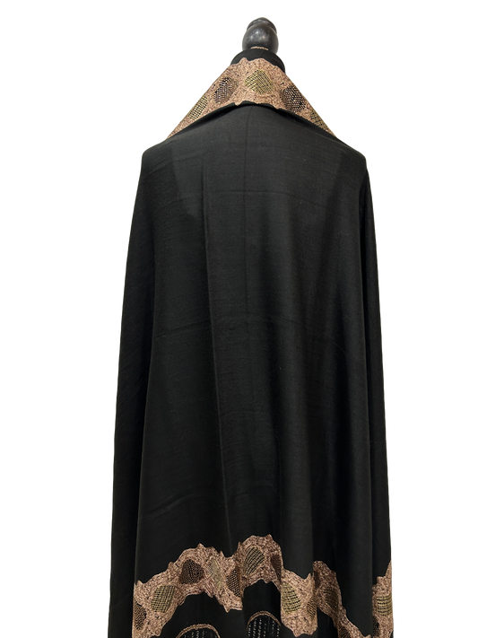 Black/Gold Pashmina - Embroidered