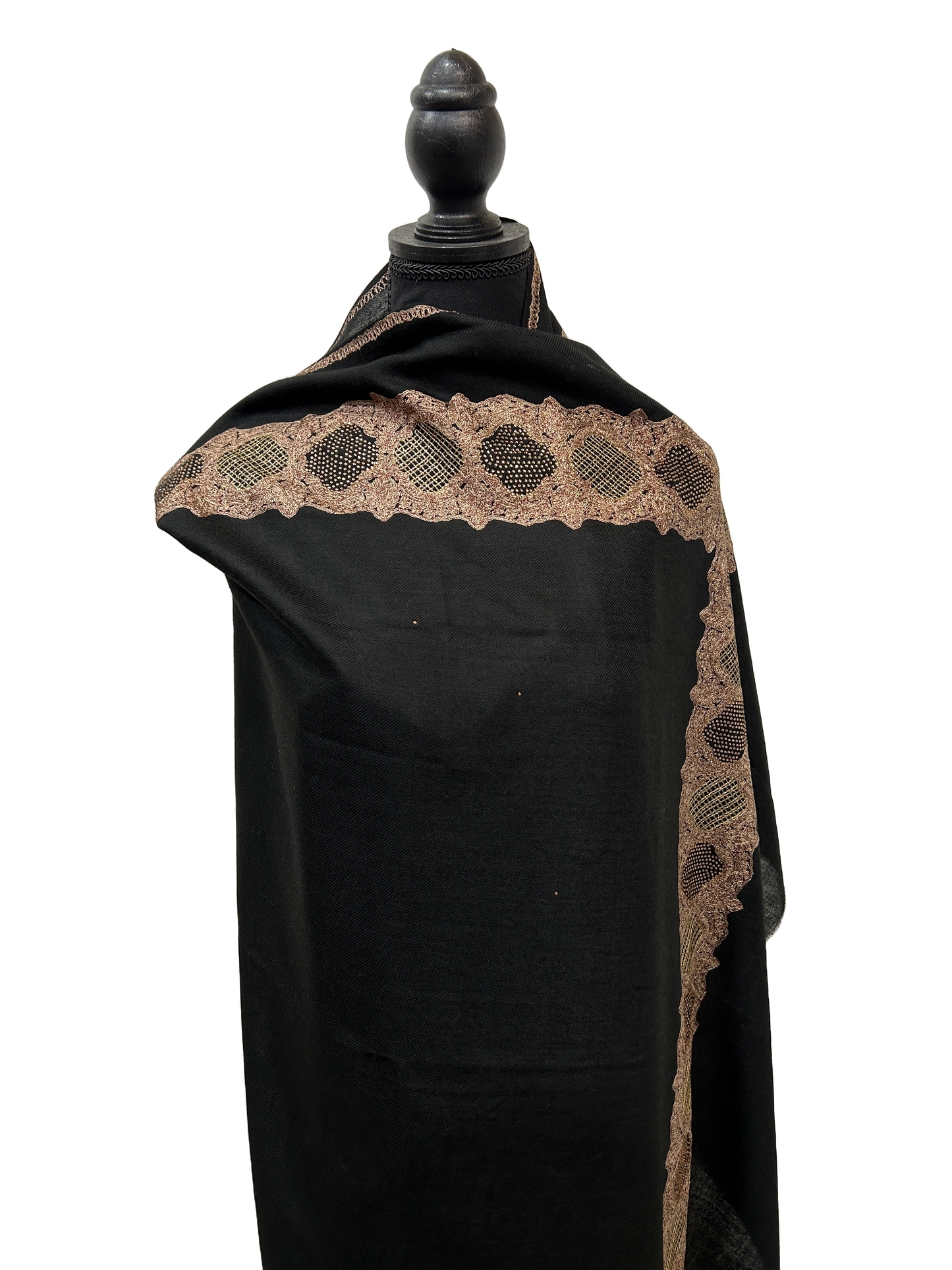 Black/Gold Pashmina - Embroidered