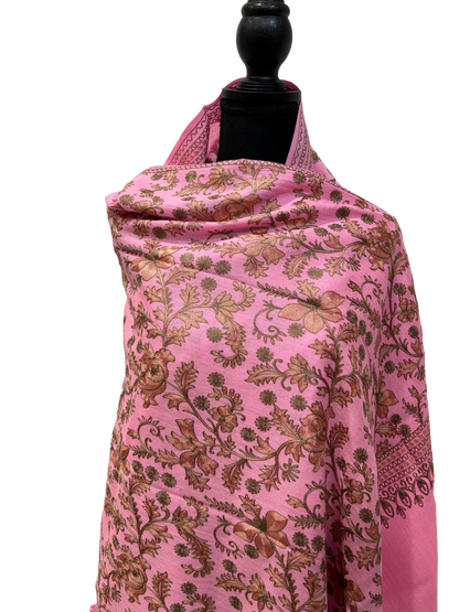 Pink/Copper Pure Wool - Embroidered