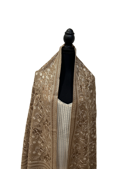 Brown/Tan Pure Wool - Embroidered