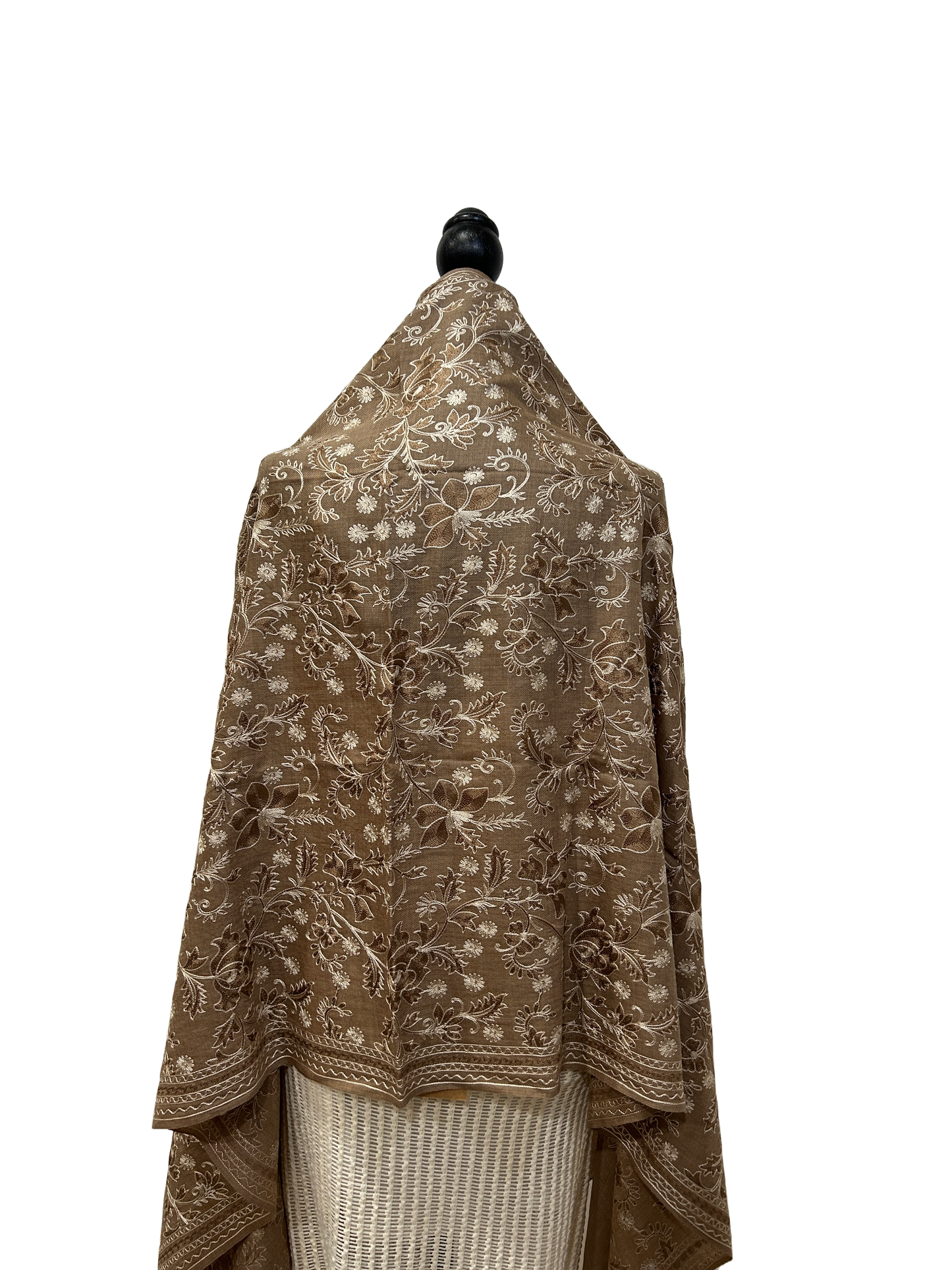 Brown/Tan Pure Wool - Embroidered