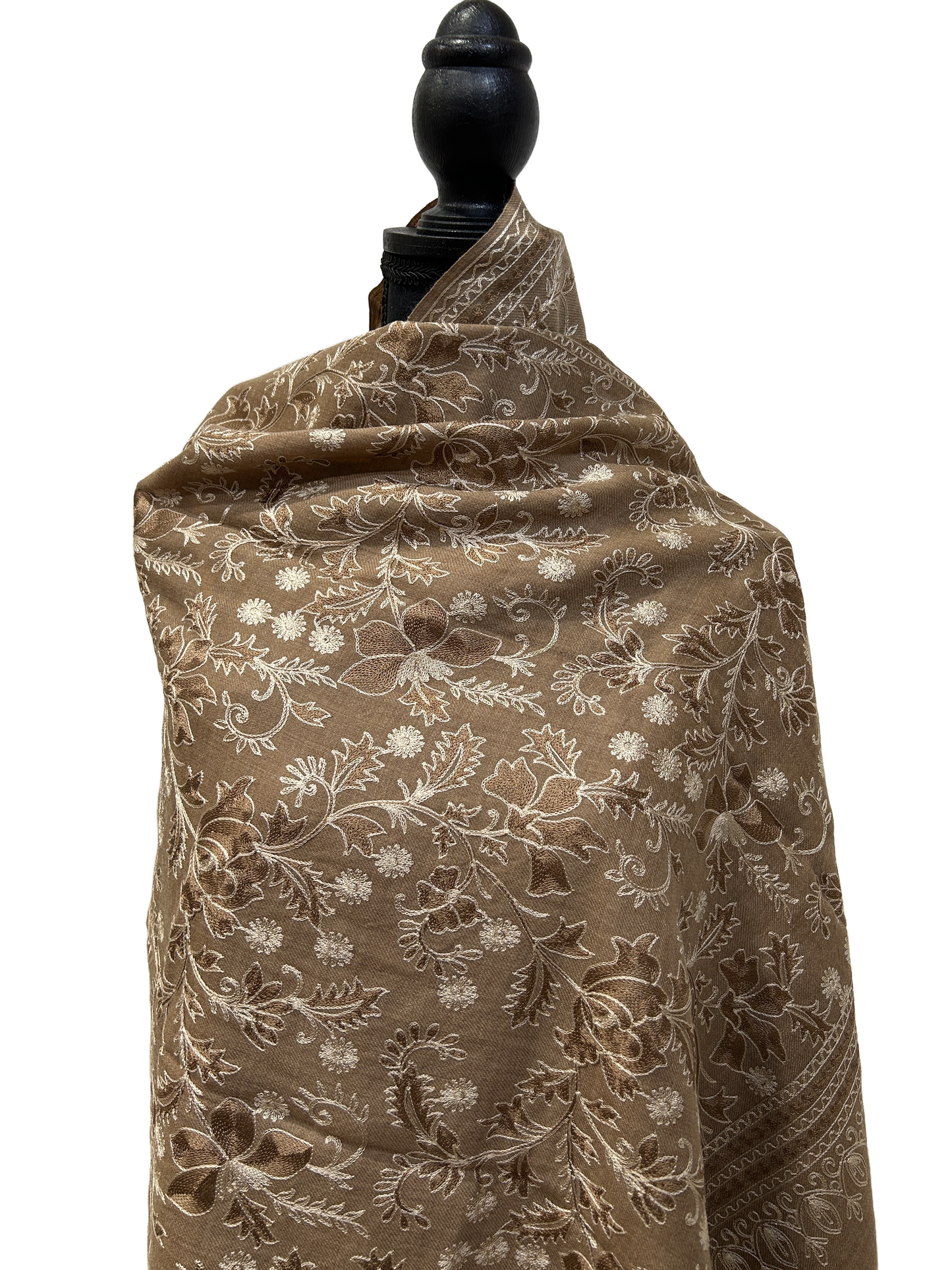 Brown/Tan Pure Wool - Embroidered