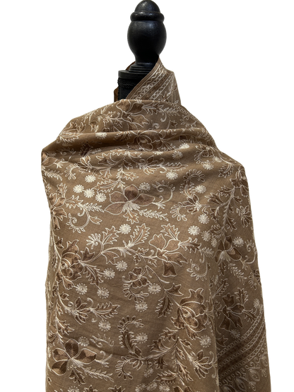 Brown/Tan Pure Wool - Embroidered