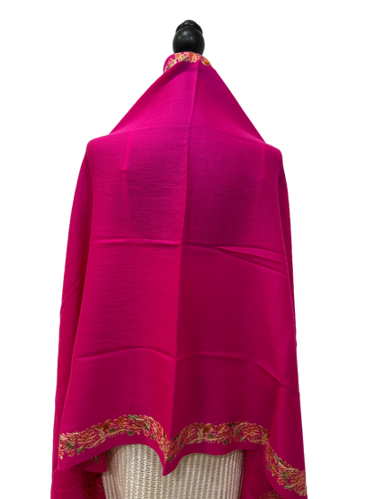 Pink/Red/Yellow Pashmina - Embroidered