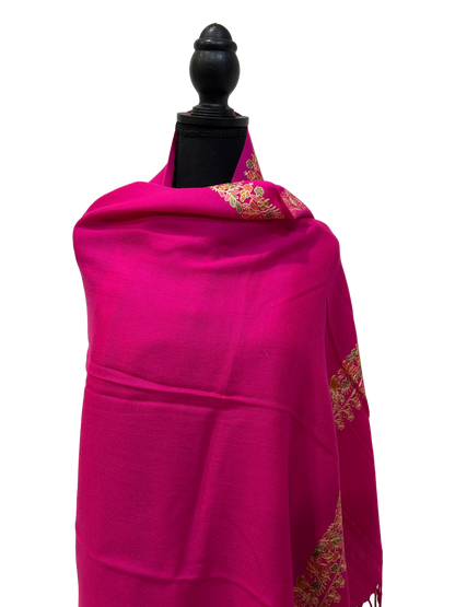 Pink/Red/Yellow Pashmina - Embroidered