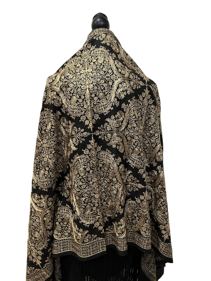 Black/Gold Pashmina - Embroidered