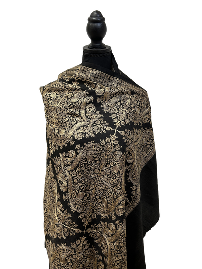 Black/Gold Pashmina - Embroidered