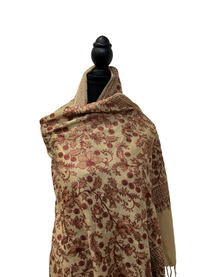Light Brown and Burgundy Shawl
