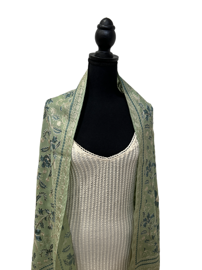 Mint Green/Blue Pure Wool - Embroidered