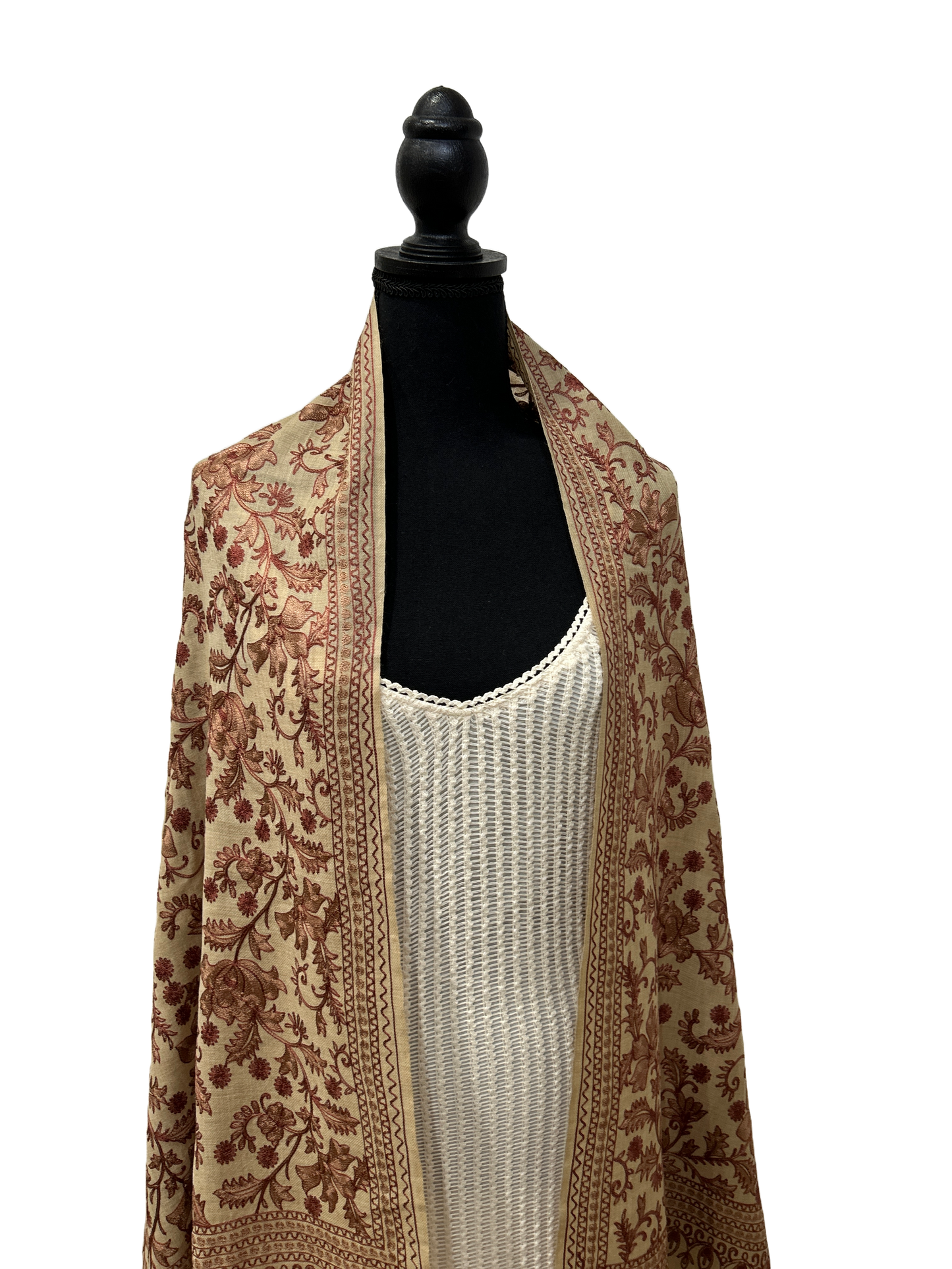 Light Brown and Burgundy Shawl