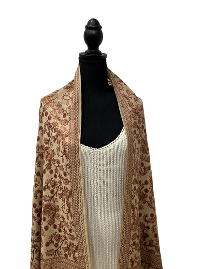 Light Brown and Burgundy Shawl