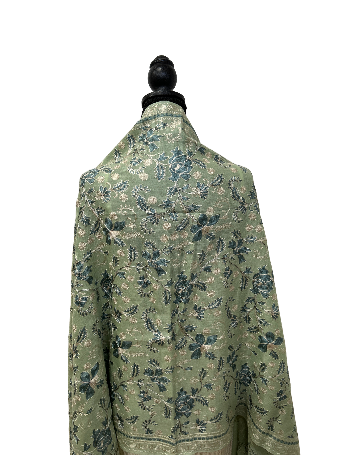 Mint Green/Blue Pure Wool - Embroidered