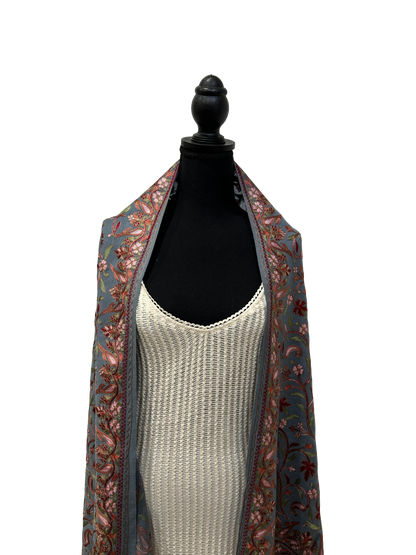 Blue/Copper Pure Wool - Embroidered