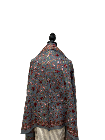 Blue/Copper Pure Wool - Embroidered