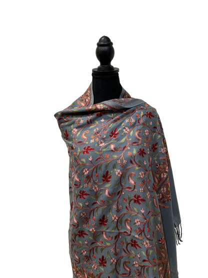 Blue/Copper Pure Wool - Embroidered