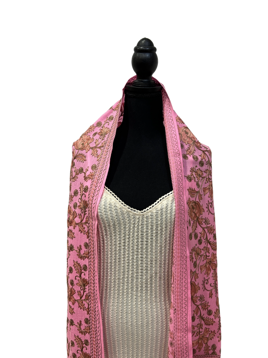 Pink/Copper Pure Wool - Embroidered