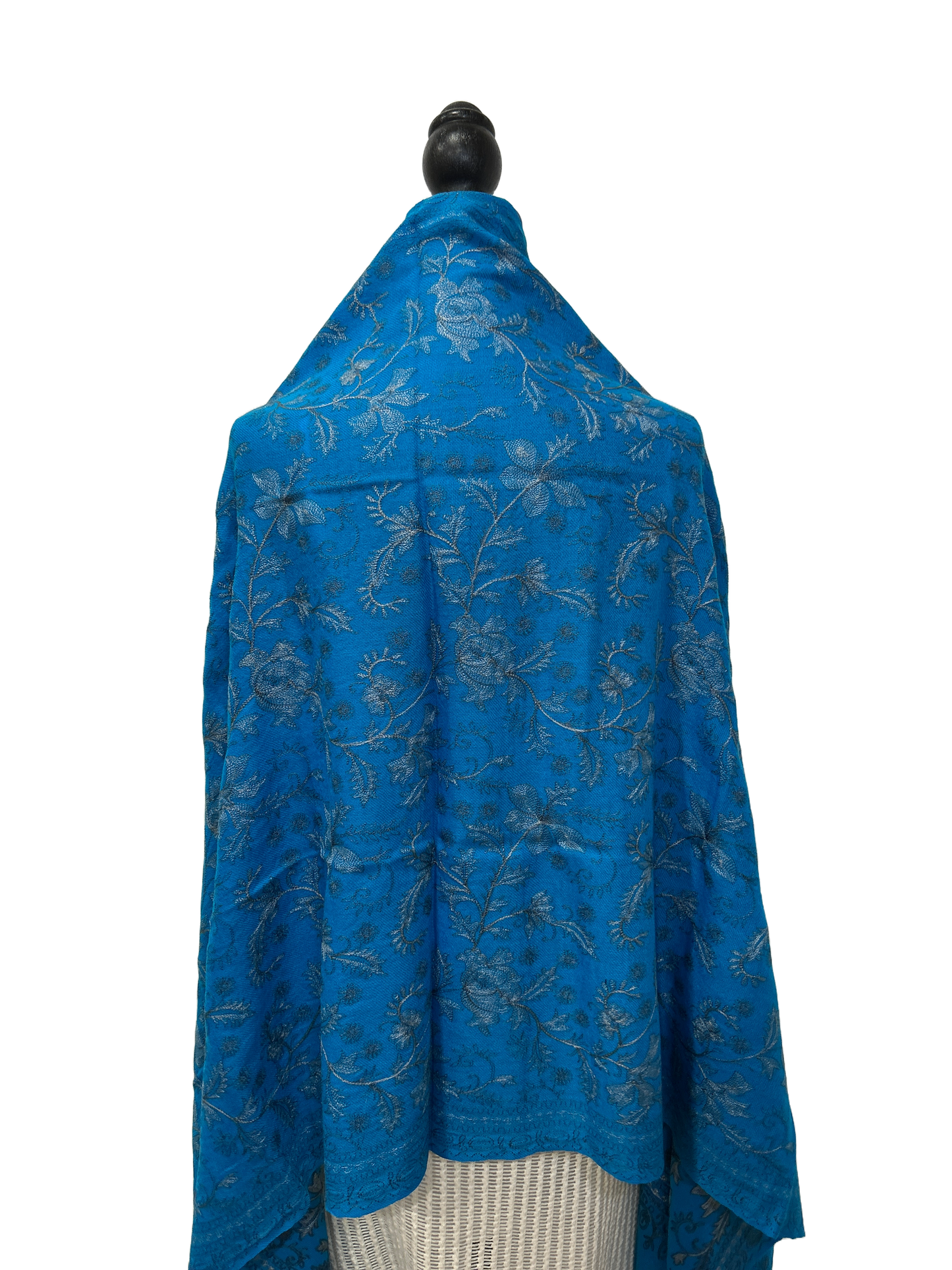 Blue/Silver Pure Wool - Embroidered