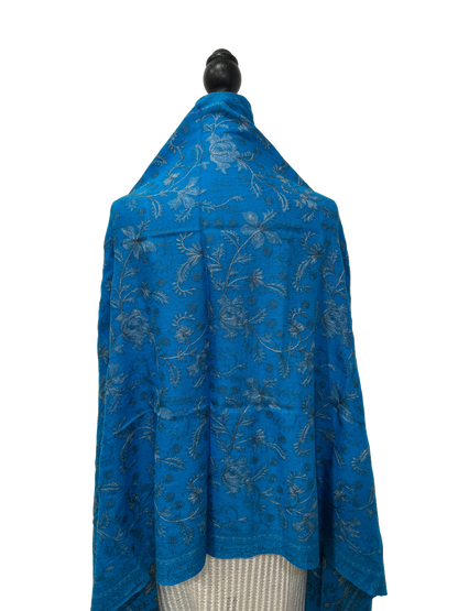 Blue/Silver Pure Wool - Embroidered