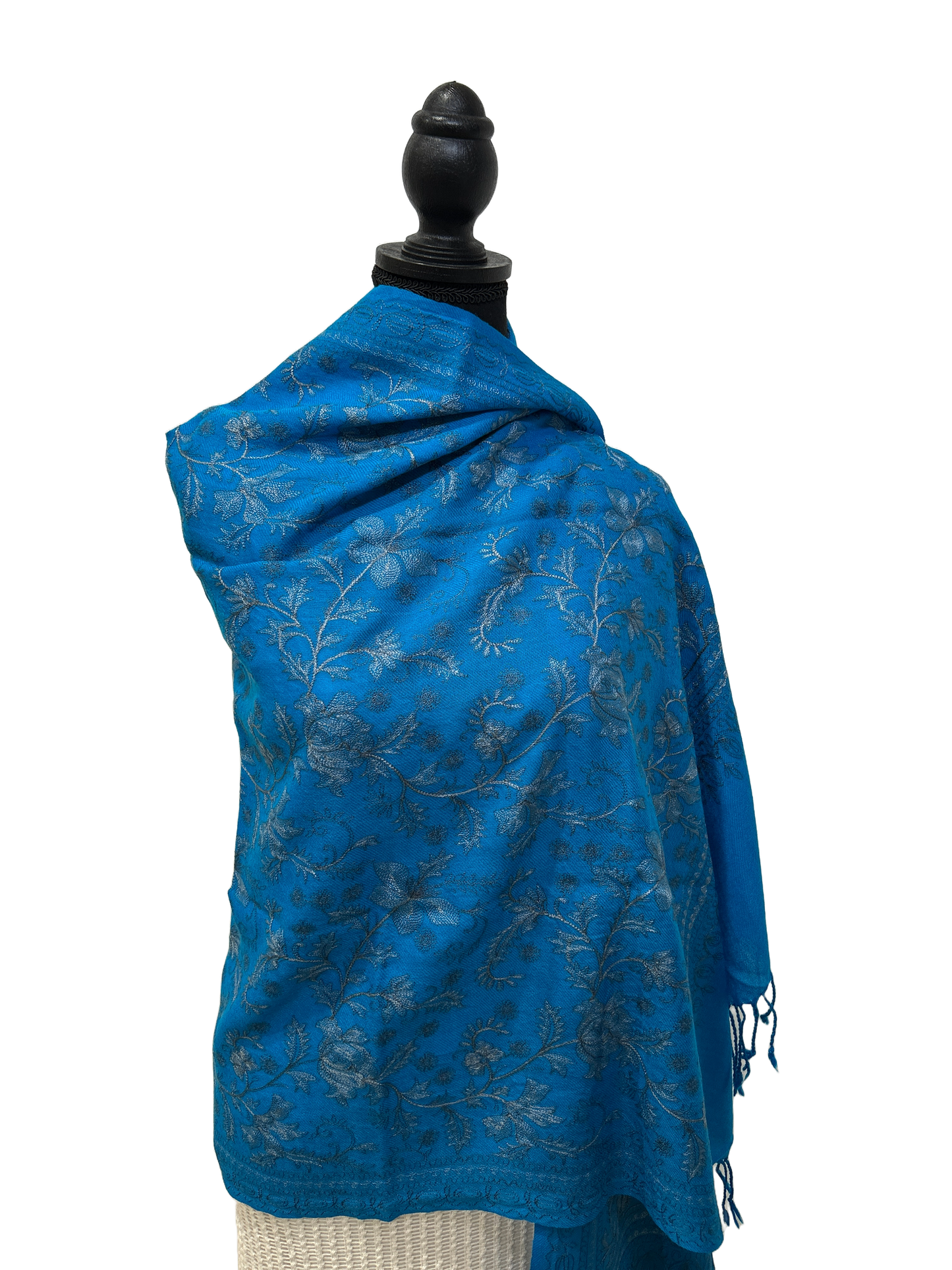 Blue/Silver Pure Wool - Embroidered