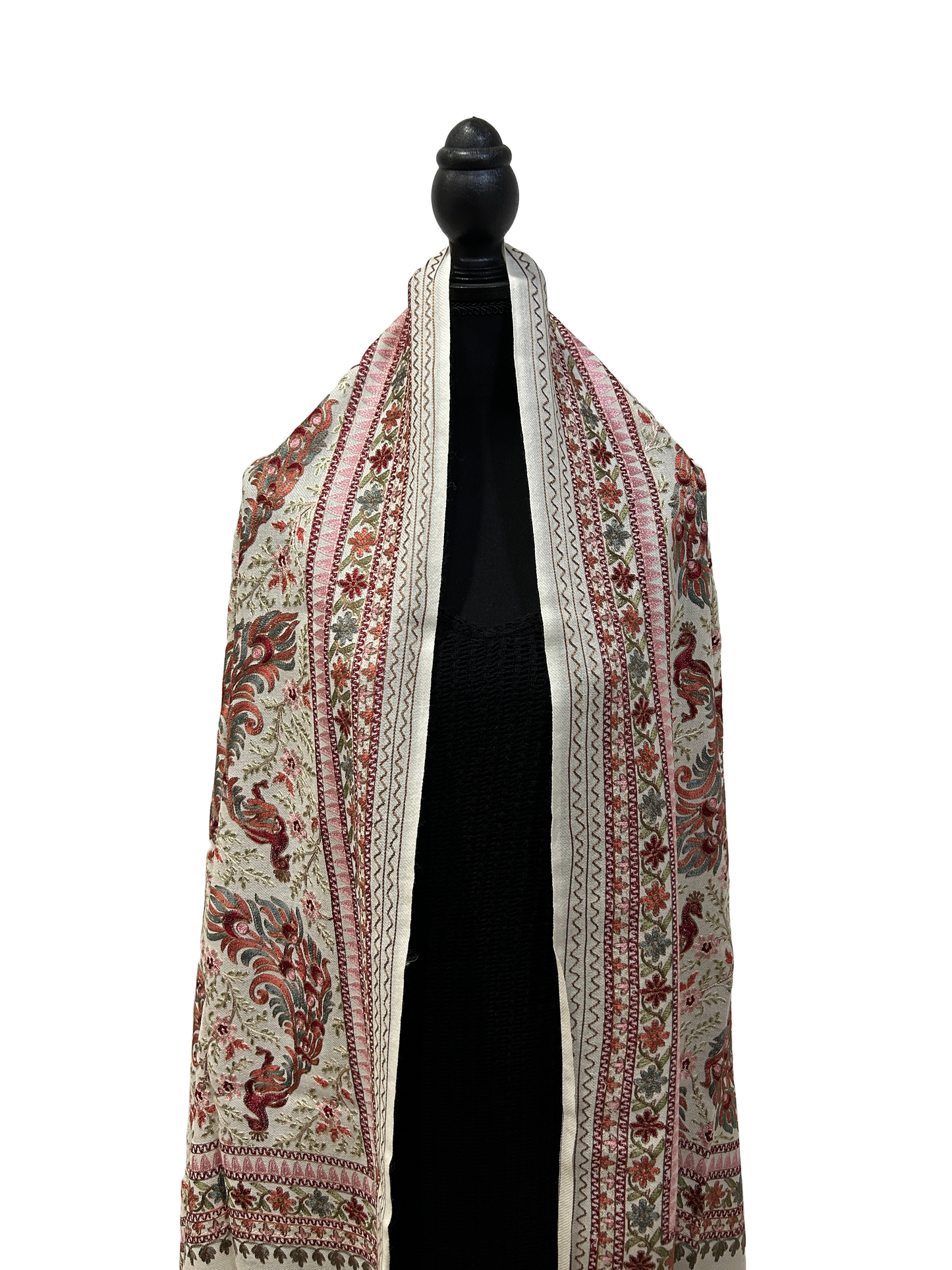 White/Red Pure Wool - Embroidered