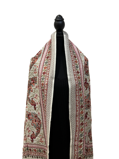 White/Red Pure Wool - Embroidered