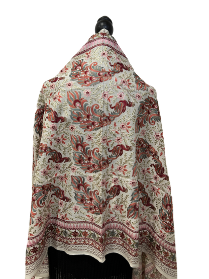 White/Red Pure Wool - Embroidered