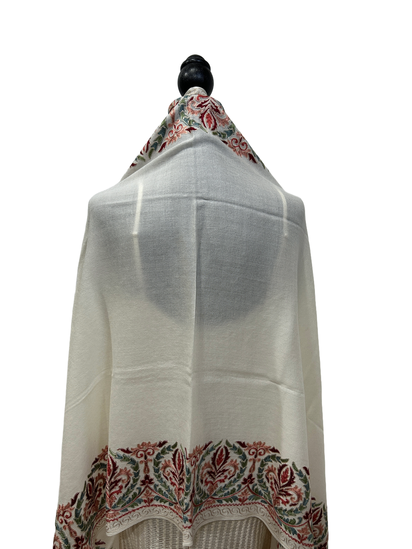 White/Red Pure Wool - Embroidered