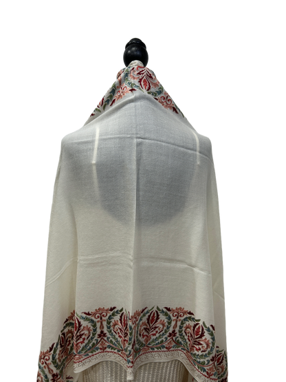 White/Red Pure Wool - Embroidered