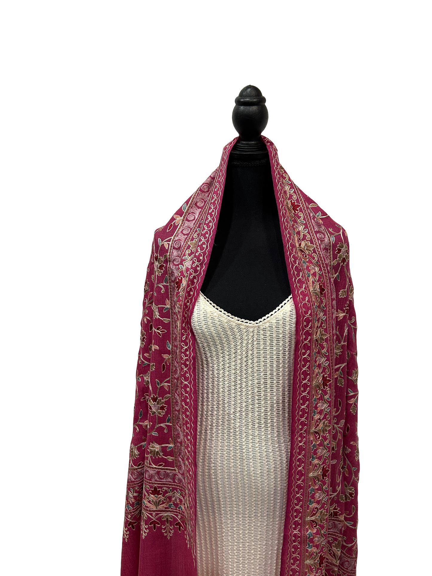 Dark Pink / Copper Pure Wool - Embroidered