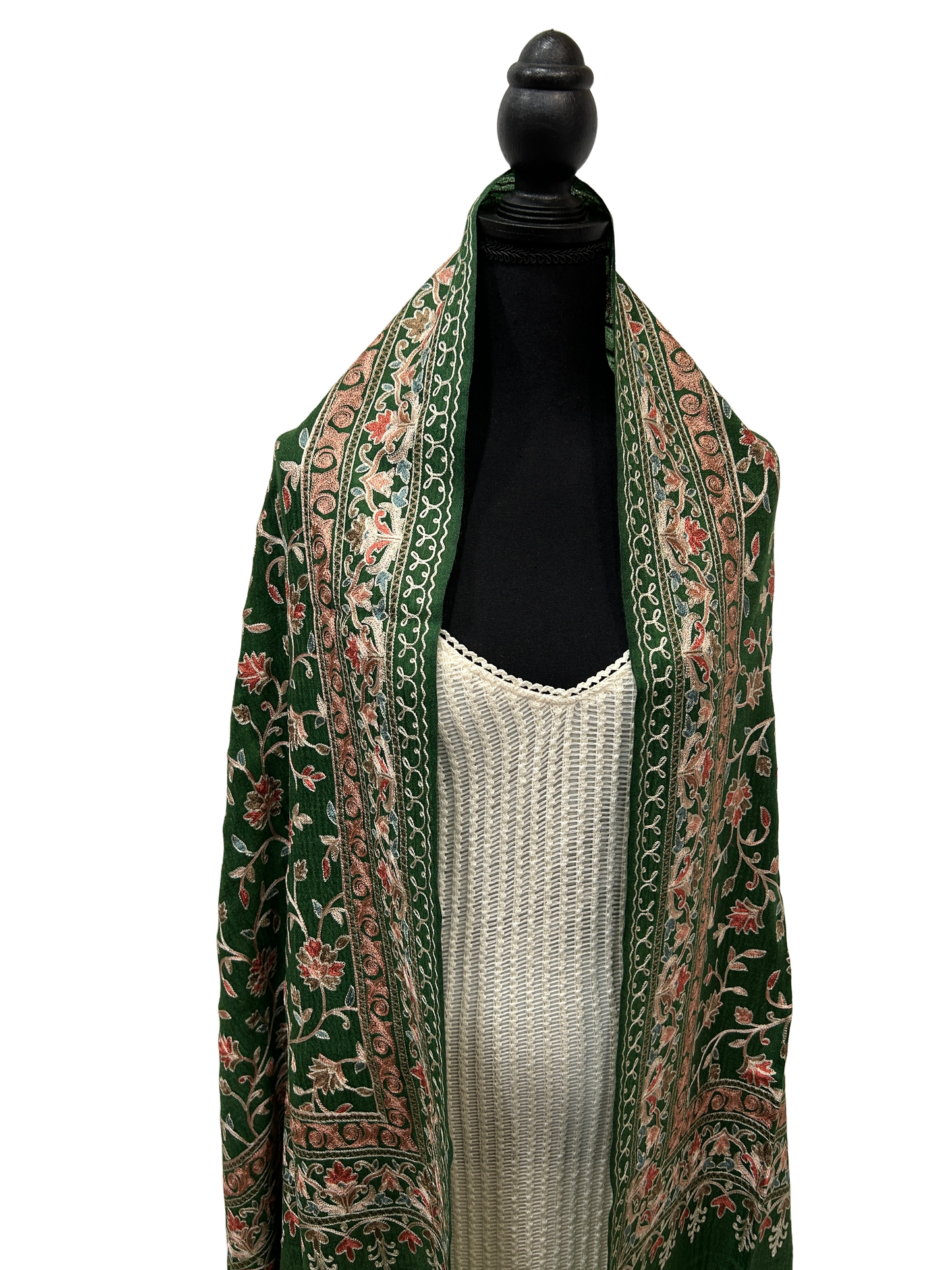 Green/Copper Pure Wool - Embroidered