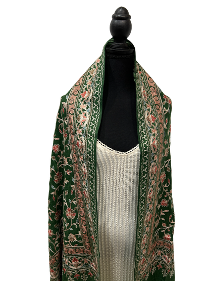 Green/Copper Pure Wool - Embroidered