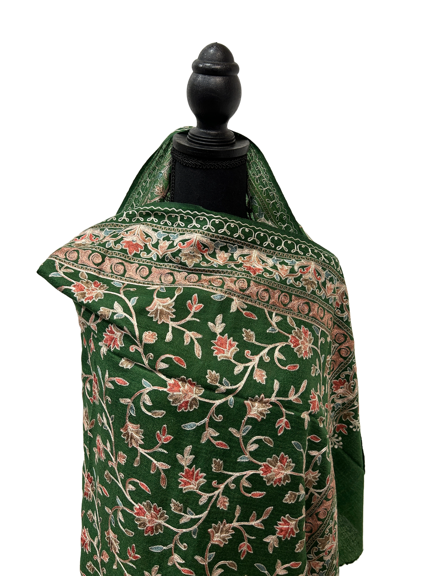 Green/Copper Pure Wool - Embroidered