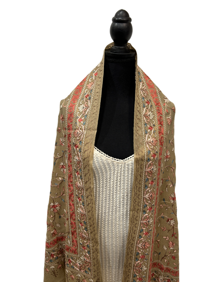 Tan/Copper Pure Wool - Embroidered