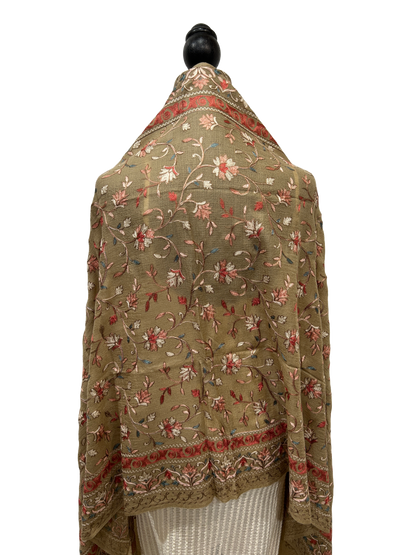 Tan/Copper Pure Wool - Embroidered