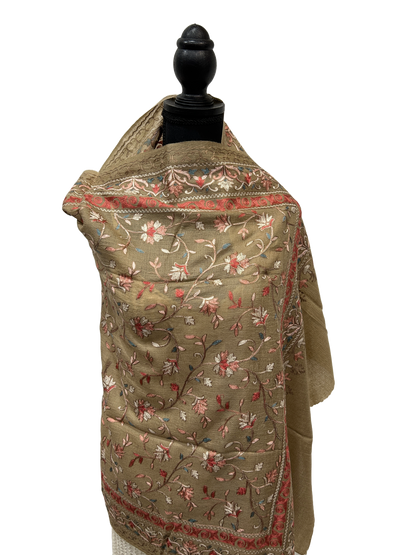 Tan/Copper Pure Wool - Embroidered