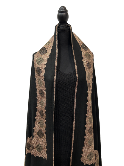Black/Gold Pashmina - Embroidered