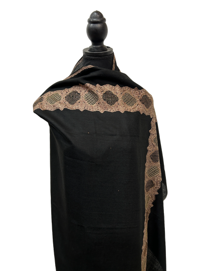 Black/Gold Pashmina - Embroidered